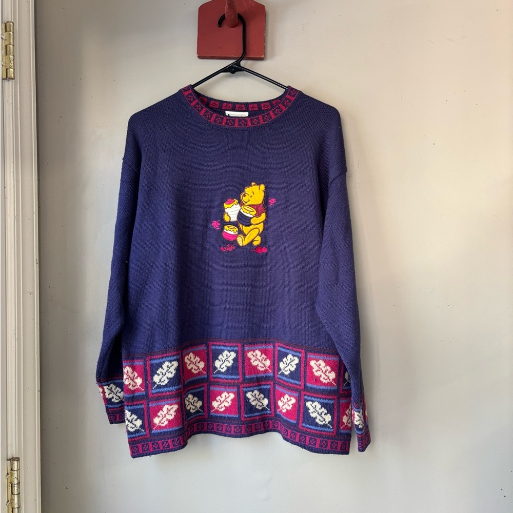 Vintage Disney Navy Pooh Bear Graphic Oversized Sweater L